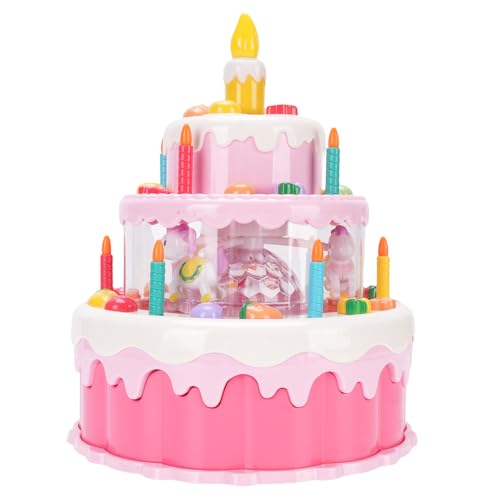 Jouet de gâteau d'anniversaire rotatif et musical équipé de capteurs sensoriels