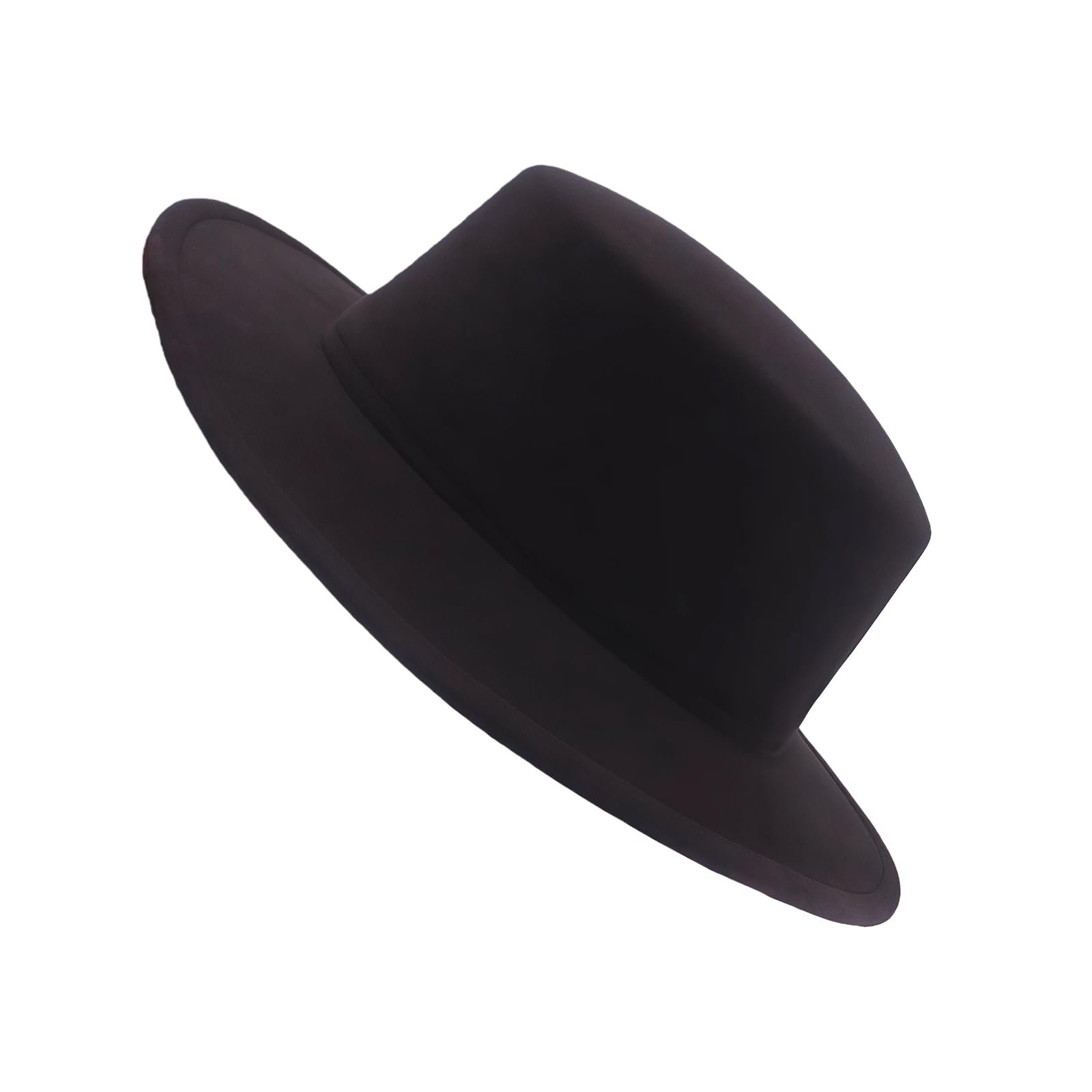 Black Fedora Hat for Women Men Classic Elegant Wide Brim Derby Cap Church Wedding Party Performance Cosplay Daily Wear