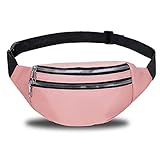 Bum Bag Fashion Waist Pack Bumbag for Women Men Lightweight Fanny Pack with 2 Zip Pockets & Adjustable Strap, Large Belt Bag for Dog Walking Running Hiking Jogging (Pink)
