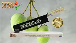 MANGO WOODVILLE - REMASTERED CLASSIC RAW MANGO CUTTER (MWCL1) Total Wt. 3 KG - Handmade High Carbon Grey Skin-Pealed, OIL-Seasoned IRON BLADE + 2 COMPLEMENTORY ANTI-RUST STRIPS (LXB=4.25InchX1Inch)