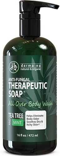 Antifungal Antibacterial Soap & Body Wash - Natural Fungal Treatment with Tea Tree Oil for Athletes Foot, Body Odor, Nail Fungus, Ringworm, Eczema & Back Acne - For Men and Women - 16oz