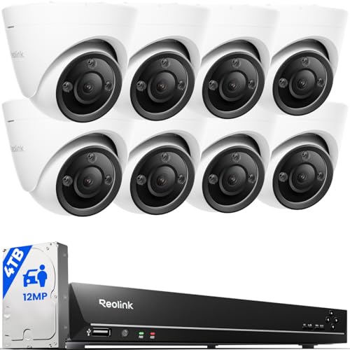 REOLINK 12MP PoE Security Camera System, 8pcs H.265 12MP Security Cameras, Person Vehicle Pet...