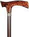 Produktbild Gehstock Amber Bernstein, Fritzgriff, kirschbaumfarbener Stock aus Buchenholz, Messing-Designring, Gummipuffer, belastbar bis 130 Kg