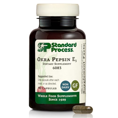 Standard Process Okra Pepsin E3 - Gastrointestinal & Gut Health Supplement - Supports Protein Digestion & Regular Digestive Function - Gluten-Free Non-Dairy & Non-Soy - 90 Capsules (90 Servings)