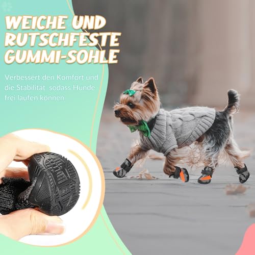 SlowTon Hundeschuhe mit Rutschfester Sohle, 2 Stück atmungsaktive Hundeschuhe, Hundeschuhe Pfotenschutz für heißen Asphalt im Sommer, Hundeschuhe für kleine Hunde
