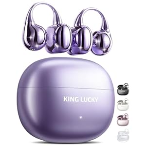 King Lucky Auriculares inalámbricos Bluetooth 6.0 con clip, con clip, con micrófono, reproducción de 50 horas, llamadas ENC, ipx5 impermeables, auriculares deportivos, cómodos para pequeños usuarios