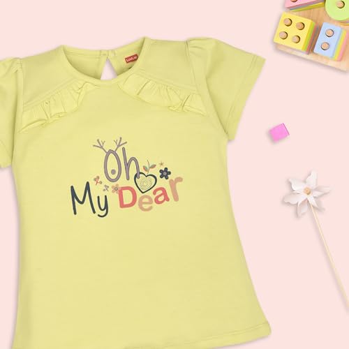 Image of LuvLap Baby Girls Regular Fit 100% Cotton Half Sleeves Girls Top CoSet Pack of 3