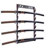 WodGod 8 Tier Sword Stand, Wooden Sword Holder Wall Mount,Premium Wooden Katana Holder, Red Velvet Padded Katana Stand