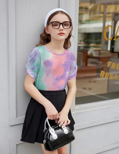 Image of Arshiner Girls T Shirts Twist Short Sleeve Summer Shirts Fashion Crewneck Tops Tee Blouse