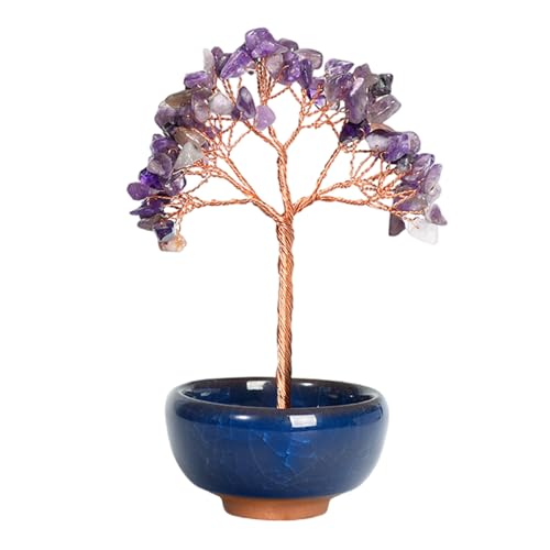 装飾ミニチュアクリスタル盆栽ツリー飾り富を誘致するための宝石付き幸運幸運スピリチュアルギフト装飾風水金のなる木