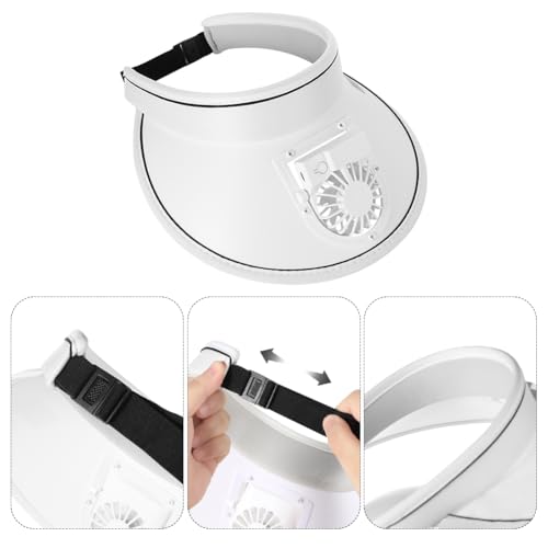 Image of Sun Visor Hat with USB Fan, Summer Empty Top 3 Temp Settings Beach Cooling Anti UV Adjustable Fishing Hiking Cycling Cap
