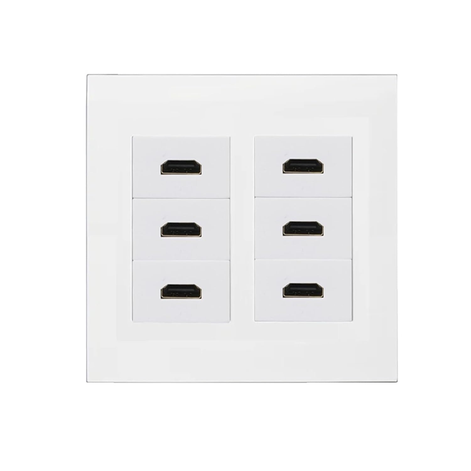 6-Port HDMI 2.0 Wall Plate Six-Socket HDMI Patch Panel Connector Female to Female(Square)