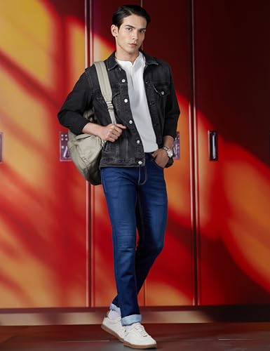 Image of Peter England Men's Slim Tapered Jeans | Denim | Premium | Modern Fit