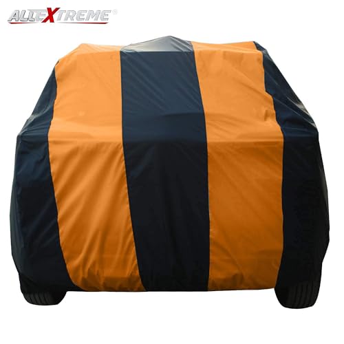 Image of Allextreme KSG5003 Car Body Cover Compatible with Kia Sonet Custom Fit Dustproof UV Heat Resistant Indoor Outdoor Body Protection (Navy Blue & Orange with Mirror)
