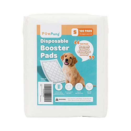 PAWPANG Disposable Dog Diaper Liners Booster Pads for Male & Female Dogs, 100ct, 4 Sizes Variations, Doggie Diaper Inserts fit Most Types of Dog Diapers - Pet Belly Bands & Male Wraps (Small)