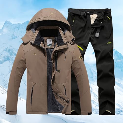 Conjunto de chaqueta y pantalones de esquí para hombre, impermeable, traje de nieve de 2 piezas, para snowboard, traje de nieve para montaña, resistente a la nieve, traje de moda de invierno, chaqueta - imagen 4