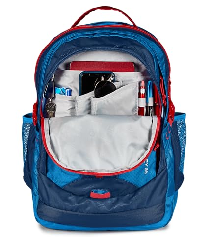 Image of JanSport Odyssey 38L Laptop & Hiking Backpack, Fits 15 inch Laptop or 3 L Hydration Bladder, Navy, Tuck-Away Hip Belt, Dual Main Compartments, Ergonomic Padding, College & Travel Daypack