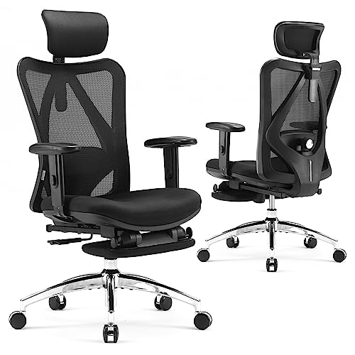 Sihoo Ergonomic Office Chair, Computer Desk Chair With Adjustable Lumbar Support, Breathable Mesh High Back And Padded Seat Desk Chair With Footrest (Black) #TOP19