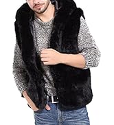 AMTFBY Men's Warm Faux Fur Hooded Waistcoat Short Vest Jacket Coat Sleeveless Outwear