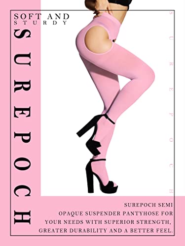 Image of SUREPOCH Suspender Tights for Women Plus Size Garter Belt White Control Top Pantyhose