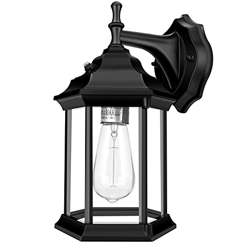 Motion Sensor Outdoor Lights, 3 Lighting Modes LED Integrated Porch Lights, 1200 Lumen Dusk to Dawn Outside Wall Light with Seeded Glass, 13W Modern Exterior Light Fixture,3000K Wall Sconce for House