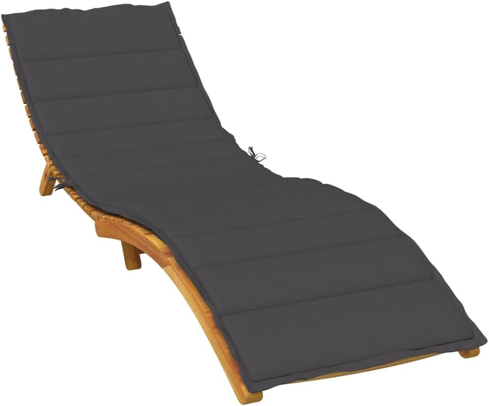 vidaXL Sun Lounger Cushion Outdoor Patio Seat Pad - Melange Anthracite, 100% Polyester, Soft Foam Filling, Non-Slip Design, 78.7 x 27.6 x 1.6 inches