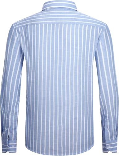Image of Zombom Men's Regular Fit Vertical Striped Casual Shirt | Full Sleeve Cotton Blend Shirt for Men | Slim Fit Stylish Party