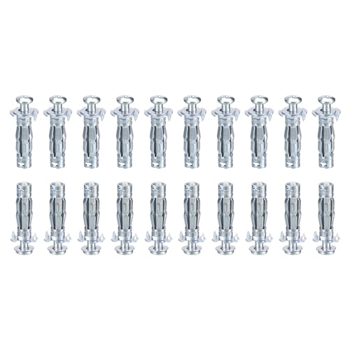 DTGN M6x37mm Hollow Wall Anchors - 20 Pack - Good for Hollow Wall Plaster Walls - Carbon Steel Hollow Drywall Anchors Screws, Silver