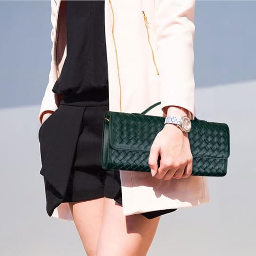 Woven Clutch Purses for Women Evening Bag Handmade Leather Shoulder Handbag Fashion Crossbody Purse2