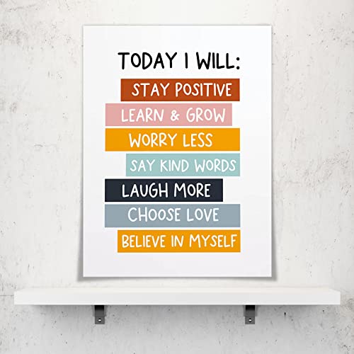 Inspirational-Quote-Today-I-Will-Canvas-Wall-Art-Motivational-Daily-Positive-Affirmation-Aesthetic-Poster-Encouragement-Quote-Wall-Decor-Prints-Paintings-for-Kids-Nursery-Bedroom-12x16in-Unframed