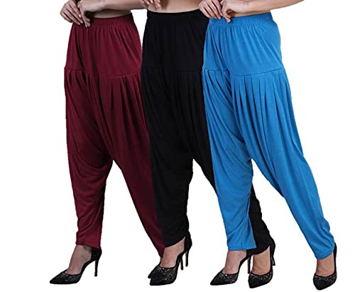Comfort Fit Viscose Blend Patiala Pants Combo 3 for Women-image-9