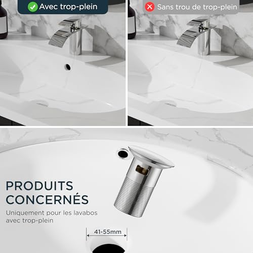 Robinet de lavabo cascade Forious en acier inox avec bonde de vidage - 4