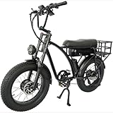 StudentsZone Smlro E5 Electric Retro Cargo Bicycle 2000W Dual Motor 35MPH Motorcycle Ebike 48V 18Ah EBike 20' Fat Tire 7 Speed E Bike MTB Mountain City Road Snow (Black)