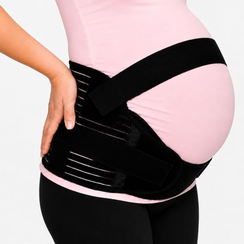 Vive Pregnancy Belly Support Band for Women - Maternity Belt - Cozy Brace for Moms, for Pelvic, Lower Back, and Hip Pain Relief - Soft, Breathable, Adjustable Fit for Easy Movement - Black (Small)
