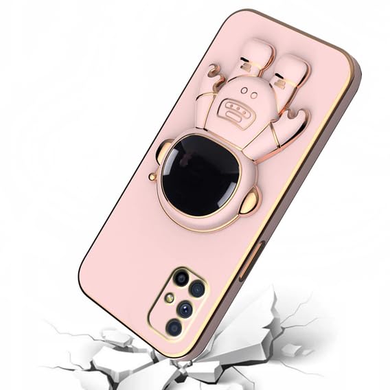 Image of for Samsung Galaxy M31s Case Cute 3D Astronaut Stand Design Camera Protection Shockproof Soft Back Cover (for Samsung Galaxy M31s, Pink)