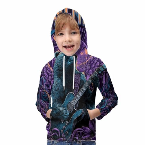 Sweat à capuche imprimé 3D RavenBear pull streetwear ado - 5