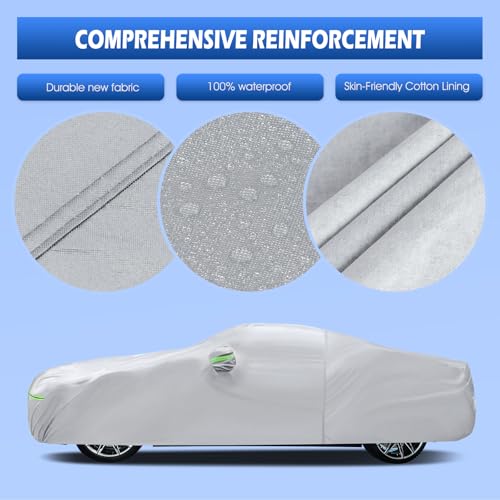 Image of Car Cover Fit for BMW M4 /4 Series 420i 428i 430i 435i 440i Sedan Coupe 2014-2026, Migaven Waterproof Full Exterior Cover Sun Rain Protection with Door Zipper, Silver