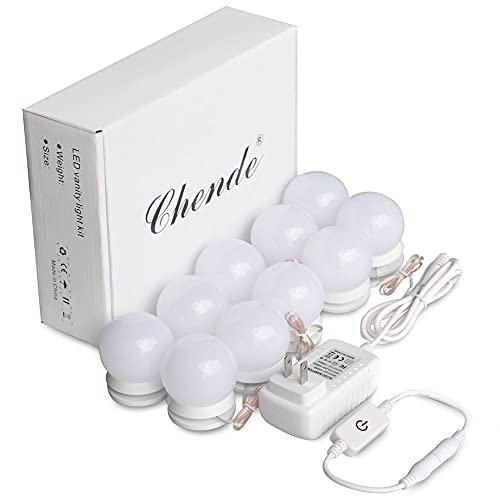 Chende Led Vanity Mirror Lights, 11.53Ft Hollywood Make Up Light For Vanity Stick On, 10 Large Daylight Dimmable Bulbs With Ac Adapter, For Makeup Vanity Table & Bathroom Mirror, Mirror Not Included #TOP4