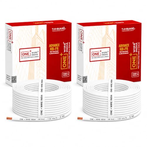 Image of 90m PVC Copper Electrical Wire (Pack of 2), White, 1.5 mm