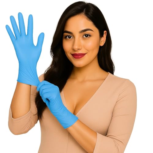 Image of adbeni Nitrile Gloves | Disposable & Powder Free | Premium | for Food Handling, Lab Work, Medical Examination, Kitchen, Cleaning, Cooking, Salon, Spa, Gardening, Industrial, Travel & Grooming