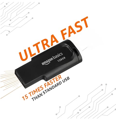 Image of Amazon Basics 128 GB Flash Drive | USB 2.0 E Series | Temperature, Shock and Vibration Resistant | Plastic Body Finish