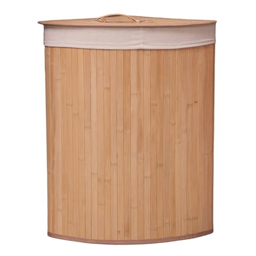 Panier à linge en bambou de style éventail avec doublure textile haut de gamme