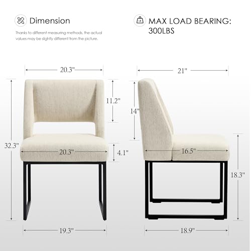 Image of Zesthouse Upholstered Dining Chairs Set of 2, Modern Dining Room Chairs with 4.1 inch Thickened Cushion & Metal Legs, Beige Linen Fabric Kitchen Chair with Padded High Back, Heavy Duty Kitchen Chair
