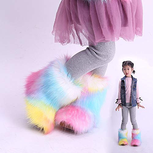 LVCOMEFF Kid Girl Boy Toddler Faux Fur Snow Boot with Fur Lining Winter Warm Outdoor Furry Fluffy3