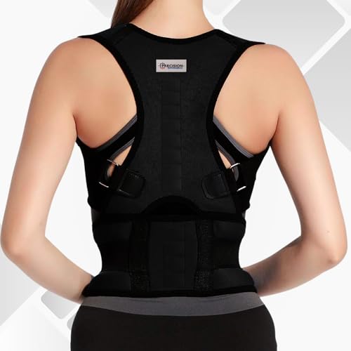 Precision Orthomedics ® Posture Corrector For Men Women – Neoprene Magnetic Posture Corrector with 12 Magnets For Bad Back Posture Support - Pain Relief (Black, Medium: (31-34 inches)) - Image 2