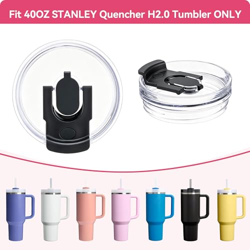 Image of 40 oz Tritan Tumbler Replacement Lid for Stanley Quencher H2.0 | Clear Spill Proof Tumbler Covers for Stanley Cup Accessories