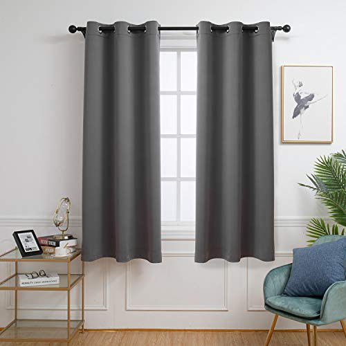 Highfly Blackout Curtains Room Darkening Thermal Insulated Blackout Grommet Window Curtain For Living Room Set Of 2 Panels (W42 X L45 -Inch,Grey) #TOP23