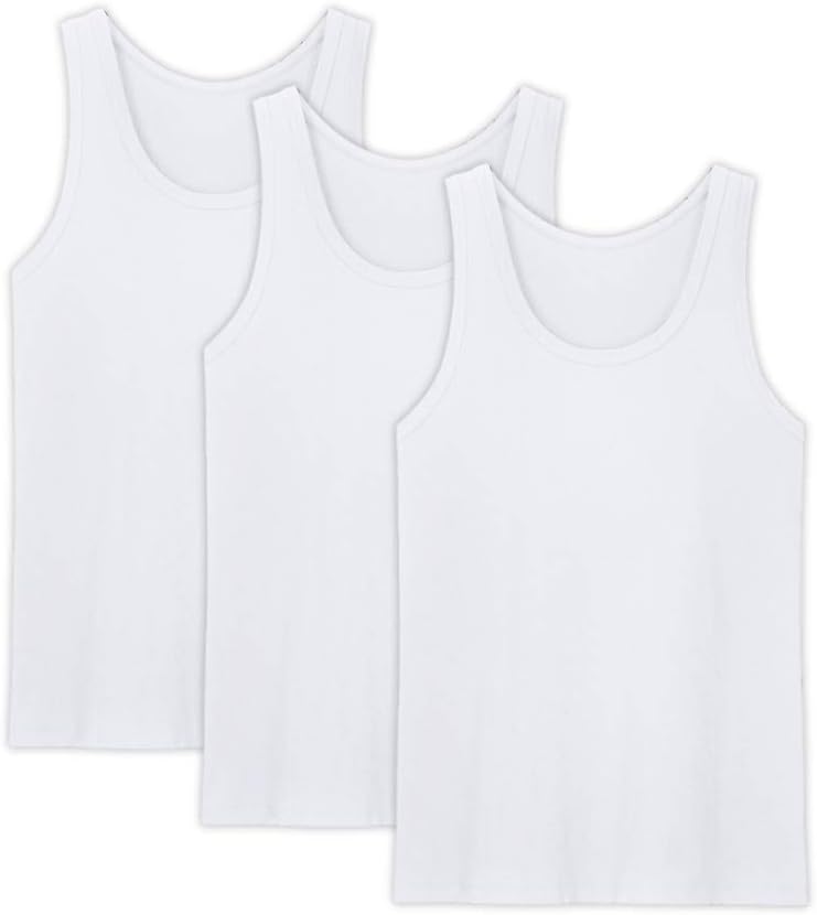 AORGSVI Men's Tank Tops Undershirts 3-Pack, Crew Neck Modal Comfort Soft Multipack A-Shirt