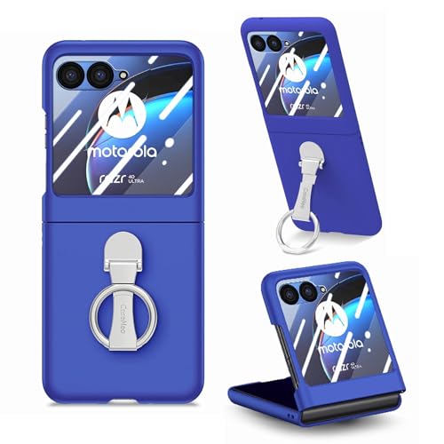 HUAUQAN Motorola Razr 40 Ultra�p�X�����P�[�X �O���X�N���[���v���e�N�^�[�ƃL�b�N�X�^���h�t�� �����h�~�ی�o�b�N�P�[�X �����^�n�[�hPC�P�[�X(�u���[)