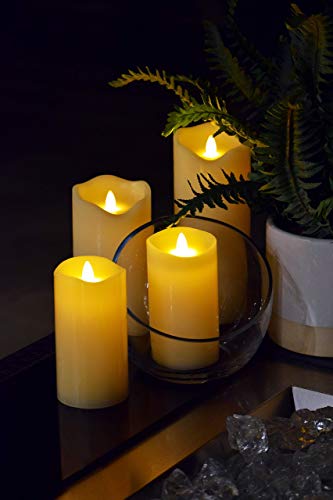 HoogaLife Flameless Candles Flickering Flame Effect (D 3.5" x H 4") Ivory Auto-Moving Wick, LED Pillar Candles Real Wax with Timer and Battery Operated and Remote to Buy Separately - Thumbnail 5